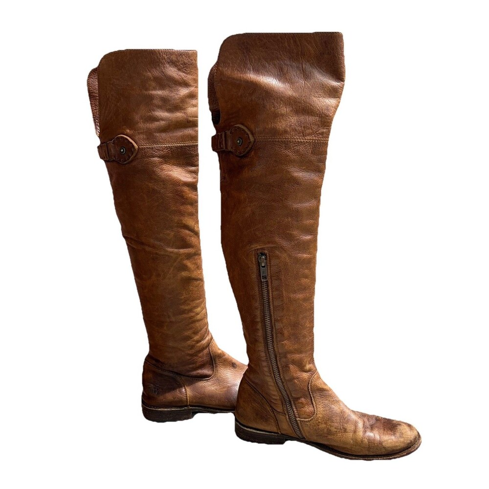Womens Frye  77739 Shirley OTK Over The Knee Brown Leather Riding Boots Sz 5.5 B